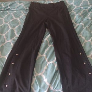 Wide leg black pants with metal detail